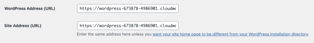 WordPress Address and Site Address